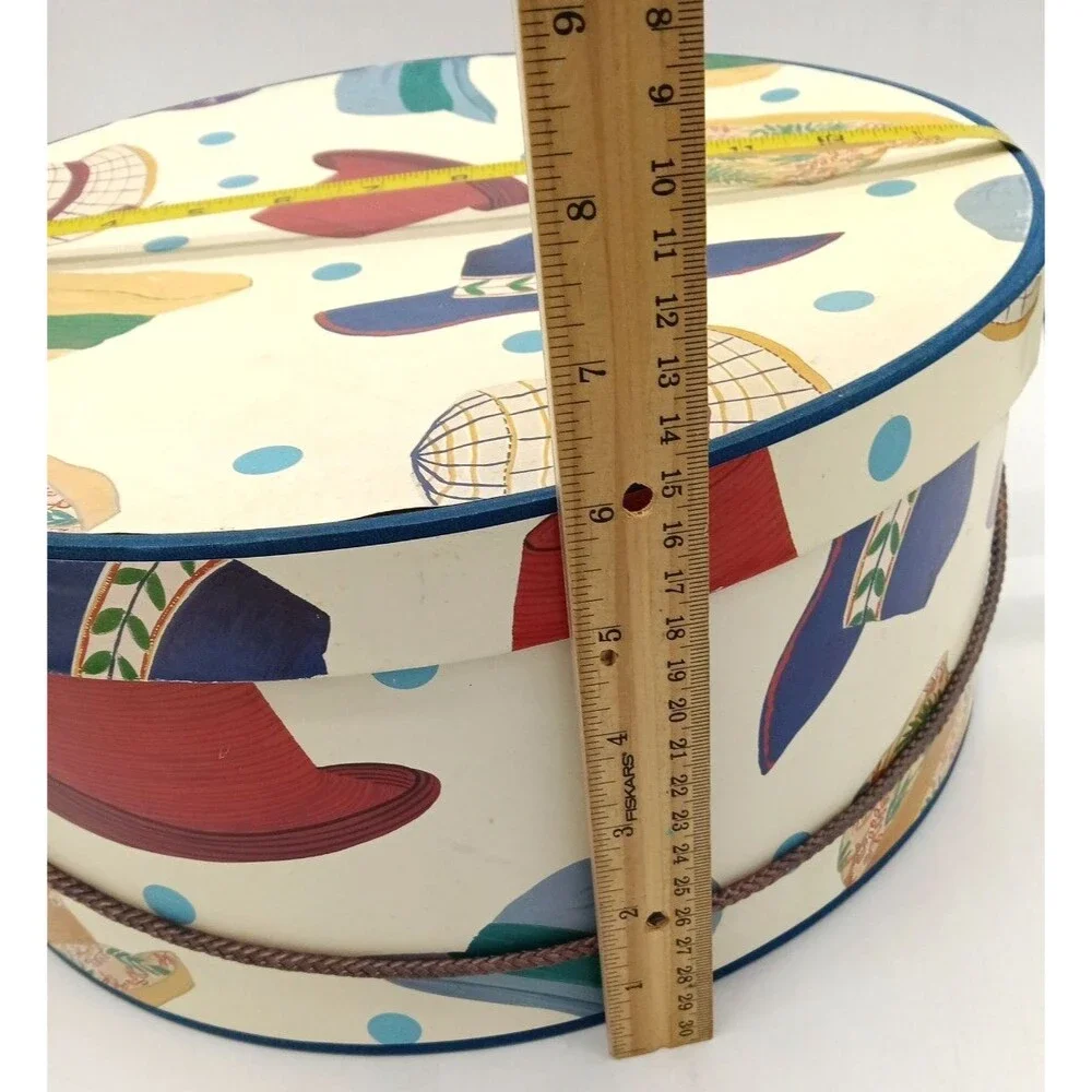 Vintage Set of 2 Nesting Hat Storage Boxes Fun Retro Hat Design 14